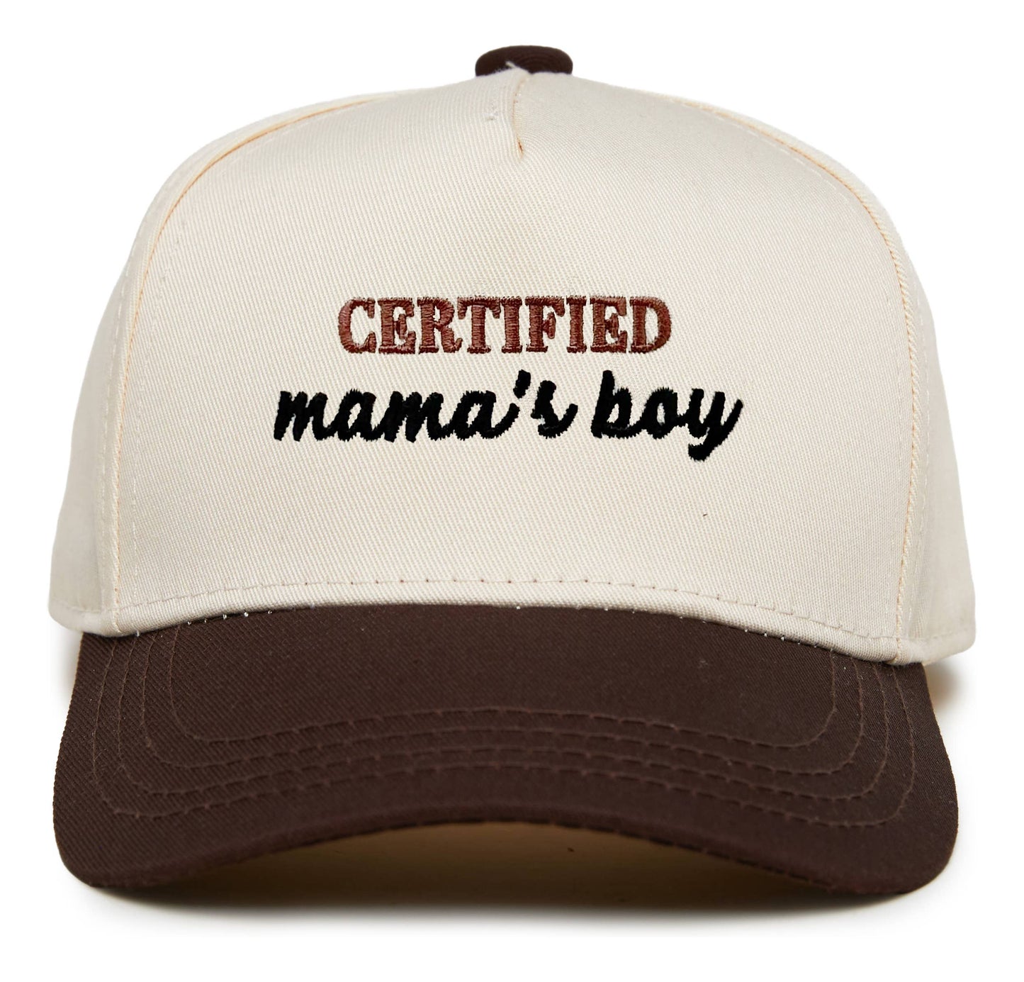Kid/Baby 2-Tone Cap: Certified Mamas Boy Brown/Beige